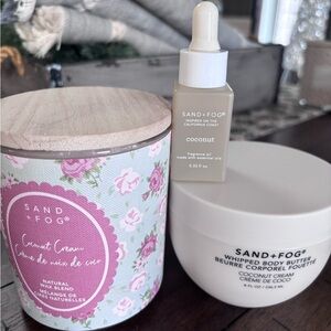 SAND + FOG Coconut Cream Candle, Diffuser Oil and Body Butter Set